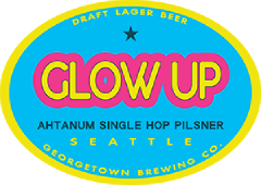 Glow Up Ahtanum Single Hop Pilsner tap label